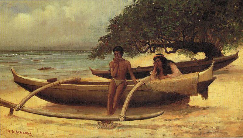 unknow artist Hawaiian Canoe, Waikiki, oil painting picture